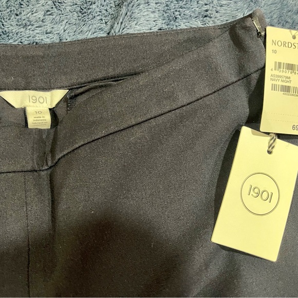 1901 Stretch Cropped Navy Blue Slacks Pants Trousers Size 10 - Picture 2 of 3